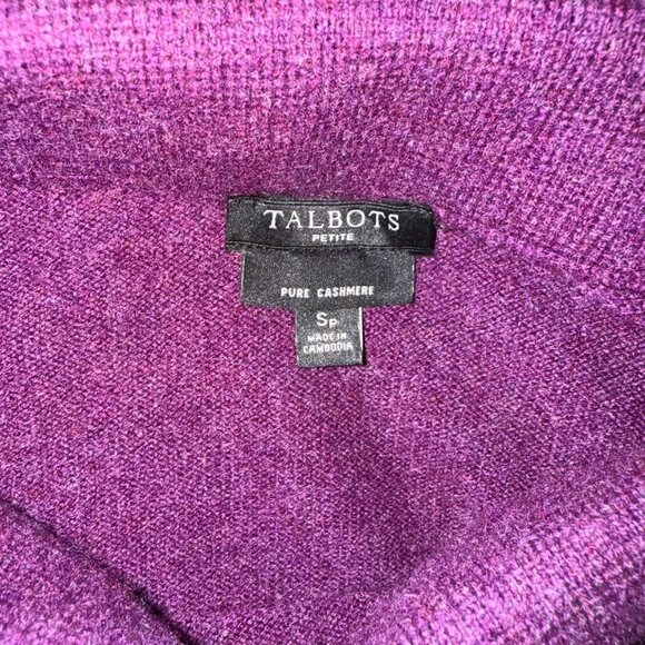 Talbots Petite Sweater Women’s Purple Pure Cashmere Turtleneck Sweater Sz Sp - Picture 7 of 8